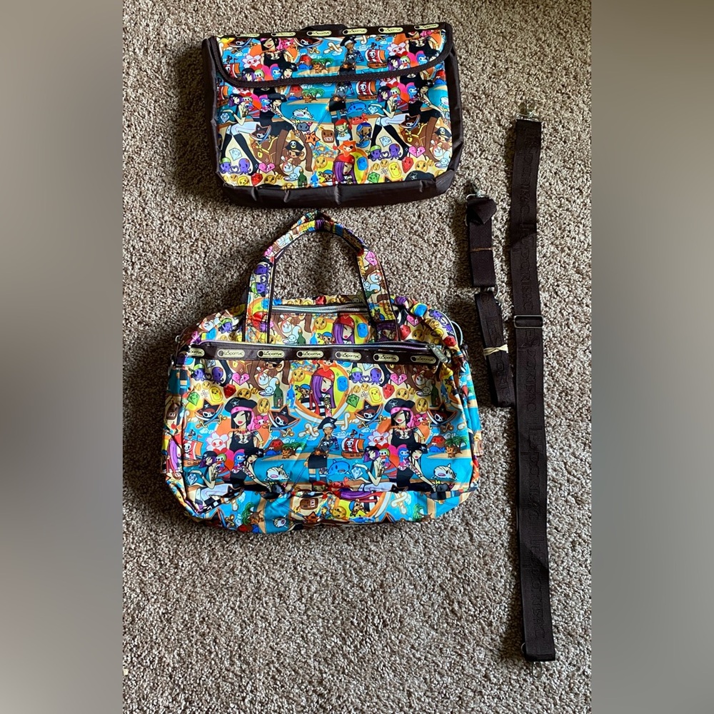 LeSportsac Tokidoki Tote Bag and Laptop Bag Pirate Theme Like New Never Used